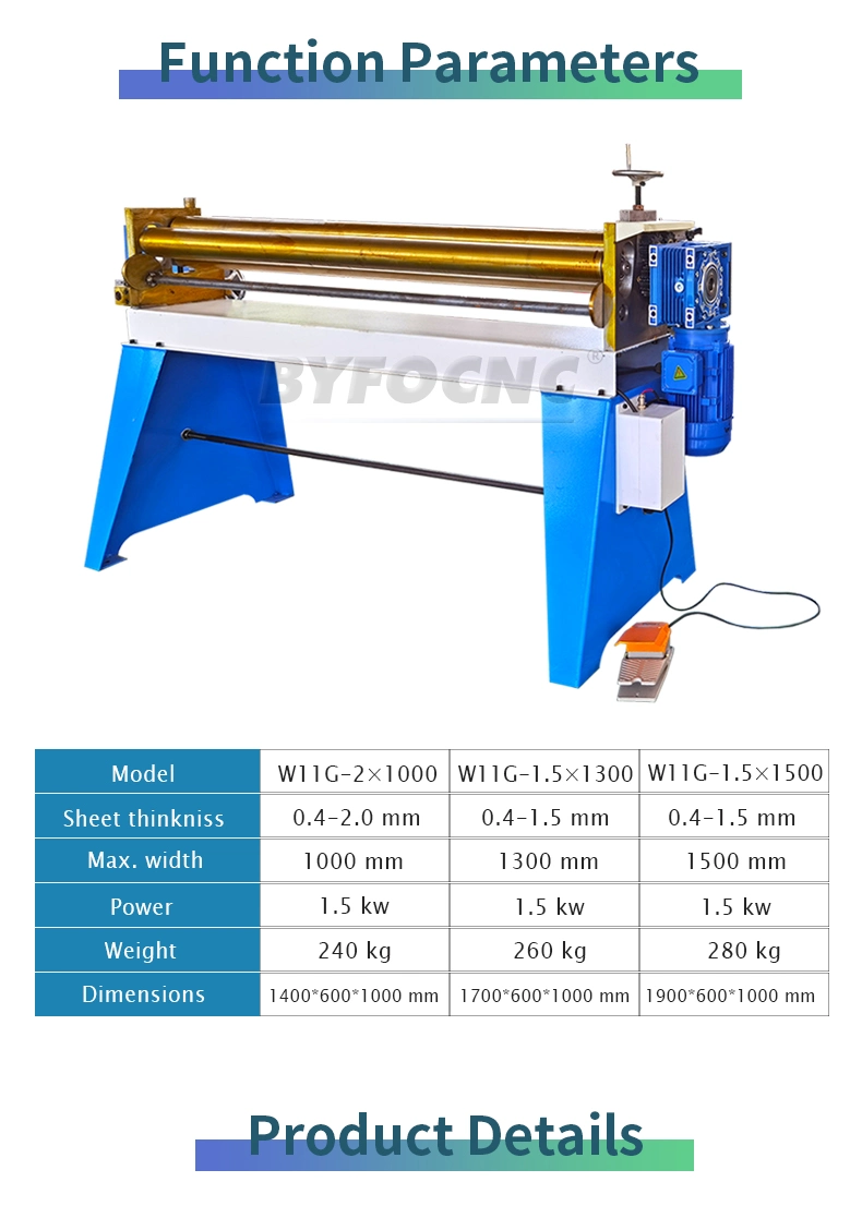 Electric 3 Rolls Small Sheet Roller Machine HVAC Round Duct Slip Roll Machine